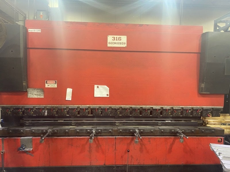 242 Ton x 14' Amada HFE2204 CNC Press Brake, 1998 - 6 Axis Back Gauge, Great Condition, Pre-Removal Pricing