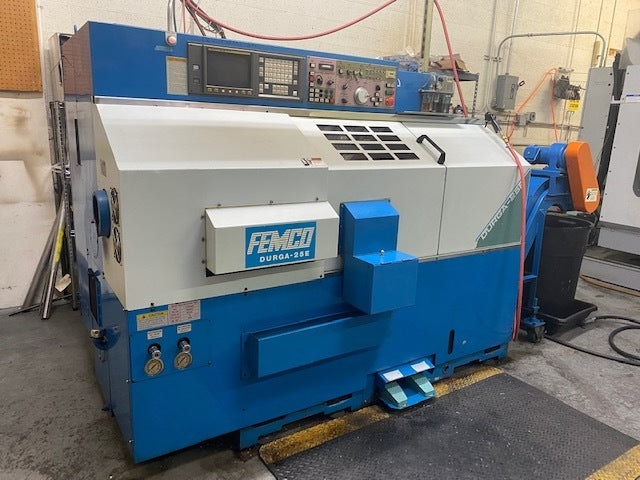 Femco Durga-25E CNC Lathe, 1998 - Tailstock, Fanuc Control, Chip Conveyor