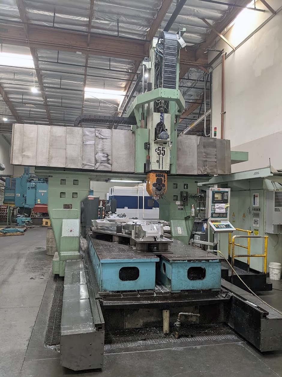 JOBS JOMAC 243 5-Axis Dual Spindle Gantry Mill, 1998- 4K & 16K Spindles, 4.5 Meter Travel