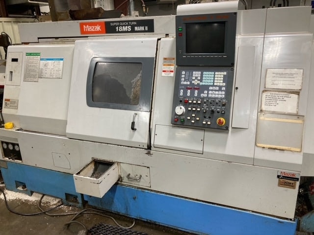 Mazak 18MS CNC Lathe, 1997 - With Bar Feeder & Live Tooling