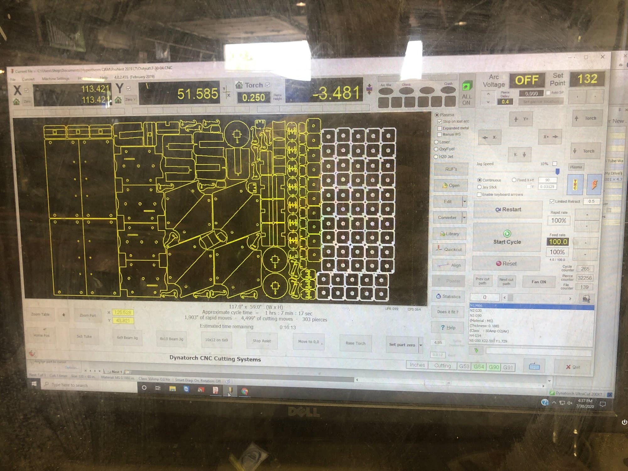 5'x10' Dynatorch XLR8 HF CNC Plasma Table, 2014 - Fanuc 18-T Control, Dust Collector - Image 9