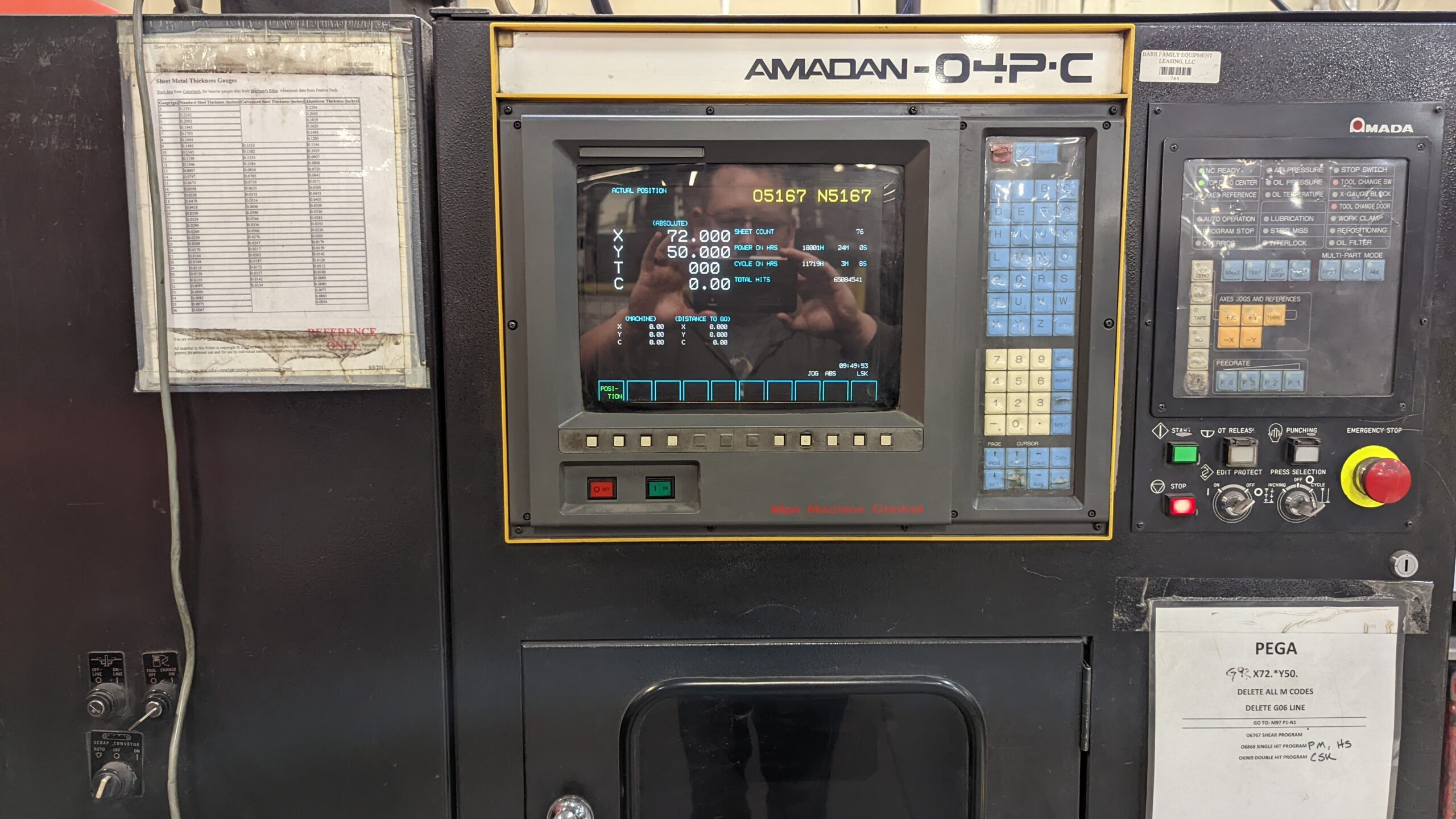 33 ton Amada Pega 357 CNC Turret Punch, 1992 - Image 3
