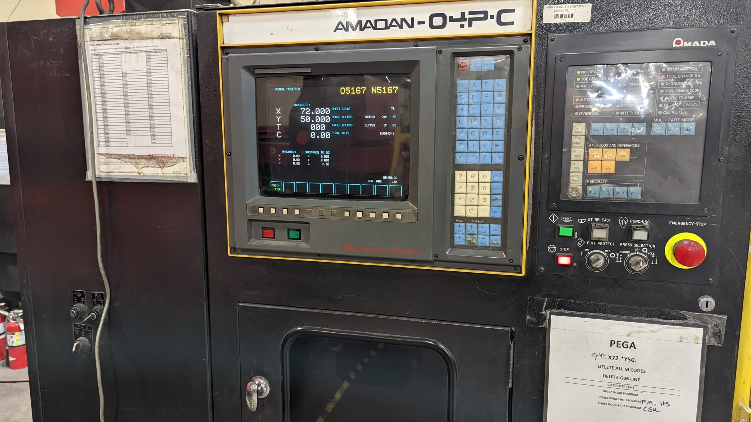 33 ton Amada Pega 357 CNC Turret Punch, 1992 - Image 4