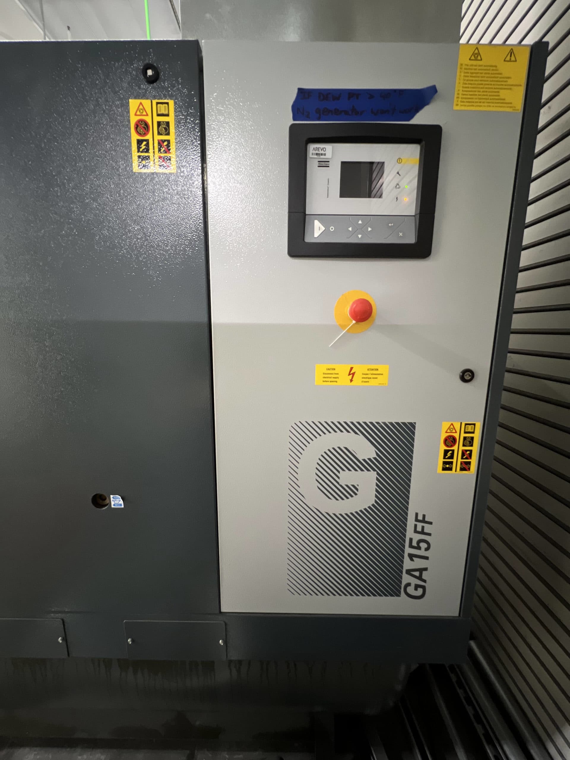 Atlas Copco GA15FF WorkPlace 20-HP 132 Gallon Rotary Screw Air Compressor w/ Dryer (208-230/460V 3-Phase), 2020 - Image 4