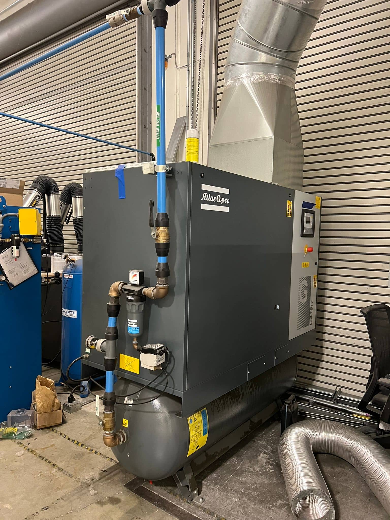 Atlas Copco GA15FF WorkPlace 20-HP 132 Gallon Rotary Screw Air Compressor w/ Dryer (208-230/460V 3-Phase), 2020 - Image 5