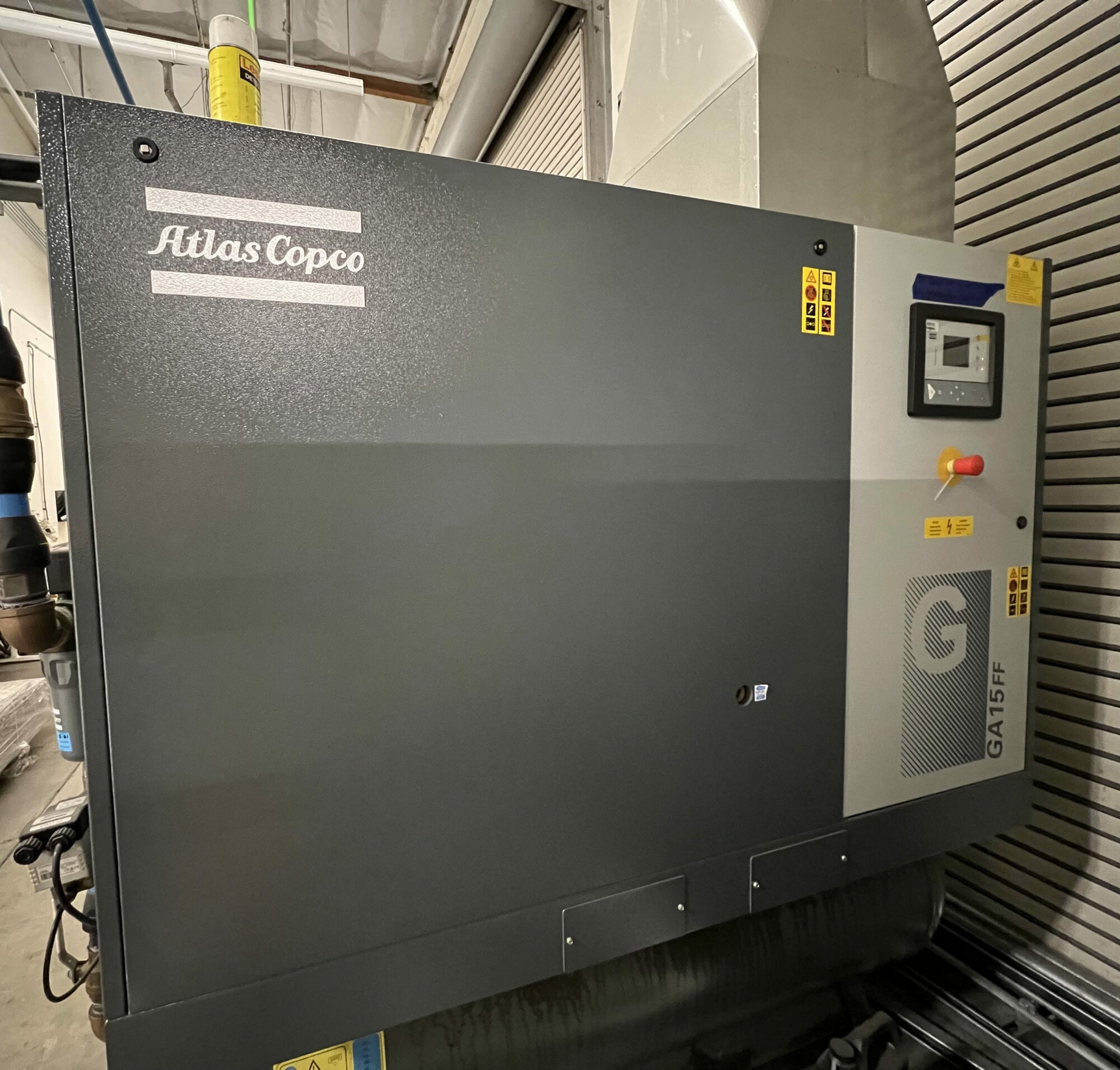Atlas Copco GA15FF WorkPlace 20-HP 132 Gallon Rotary Screw Air Compressor w/ Dryer (208-230/460V 3-Phase), 2020