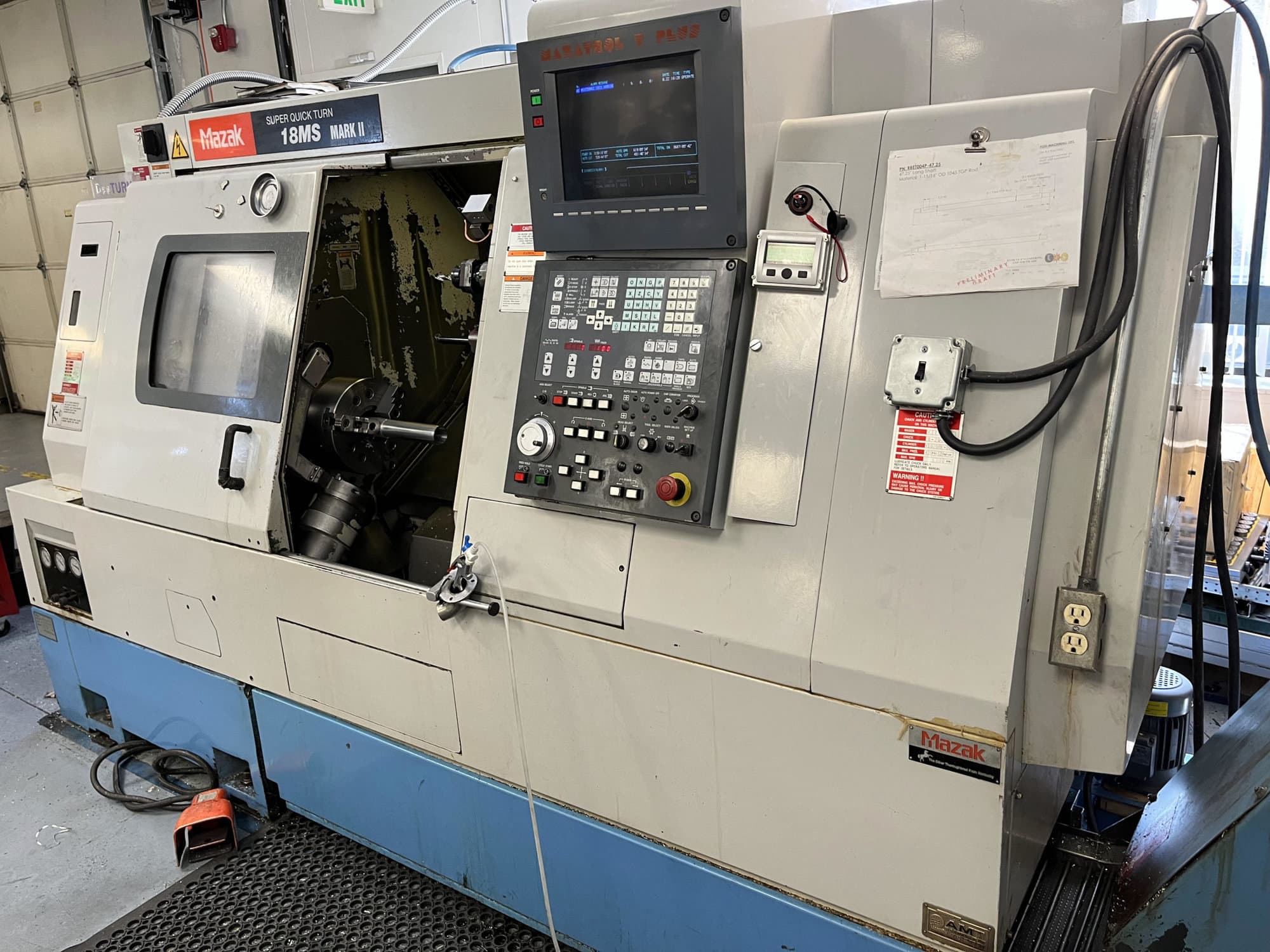 Mazak SQT18 MS CNC Lathe, 1996- Live Tooling, Sub Spindle,Presetter, Chip Conveyor - Image 2