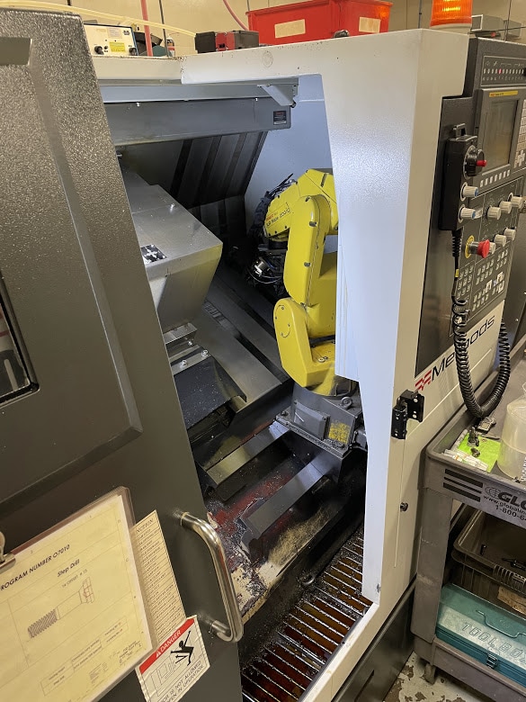 Feeler FTC-150 CNC Lathe, 2011- Fanuc Robot Loader, Chip Conveyor - Image 8