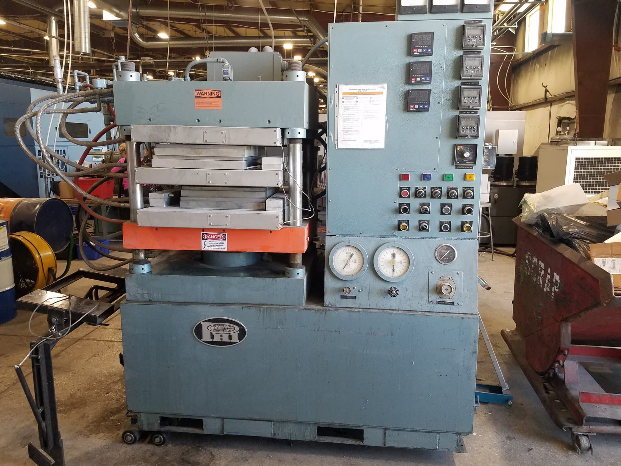100 Ton Rucker Phi Industrial Heated Platen Press, 1973- **Make an Offer**