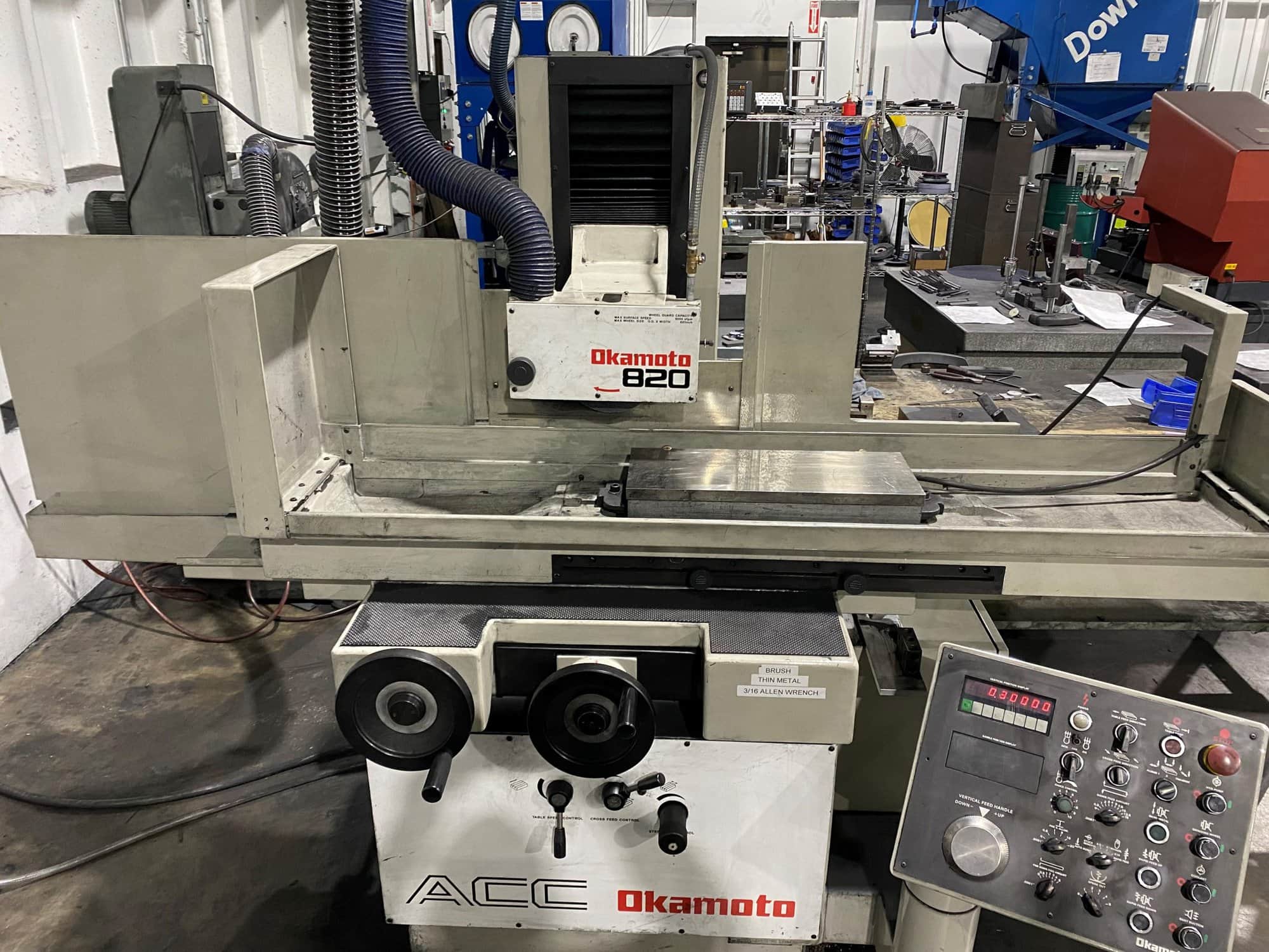 Okamoto M-820DX Hydraulic Surface Grinder, 1990- Fine Pole Chuck, DRO