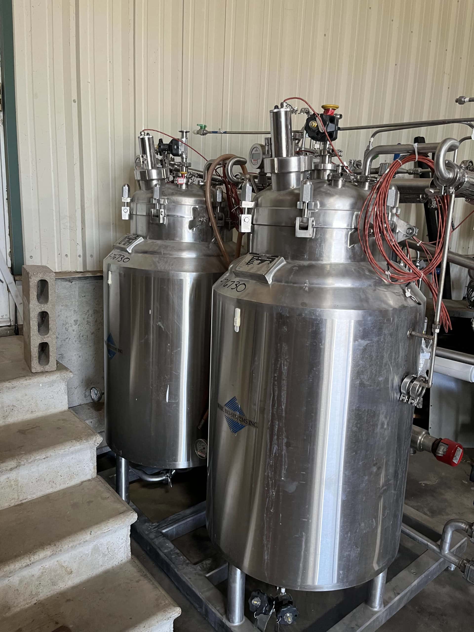 (x2) 80 Gallon Jacketed Vertical Stainless Steel Tank w/ Agitation, 1997 - Image 3