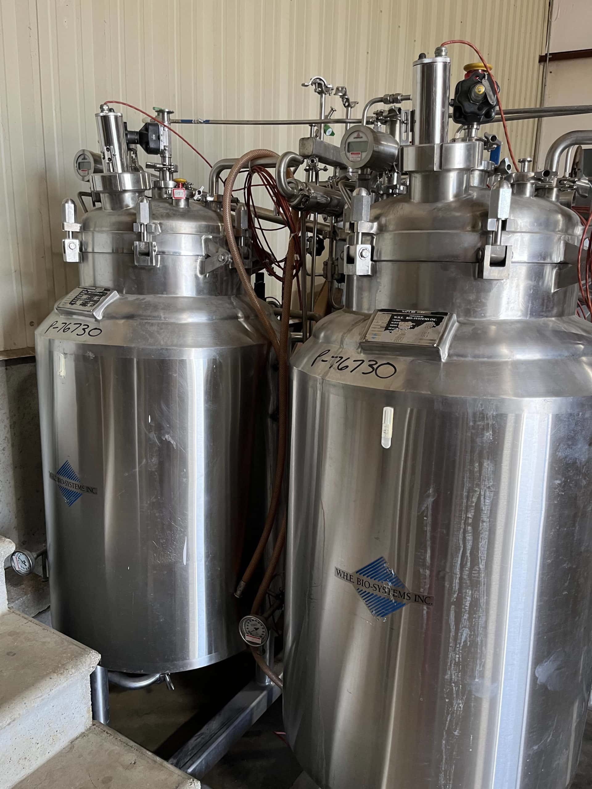 (x2) 80 Gallon Jacketed Vertical Stainless Steel Tank w/ Agitation, 1997