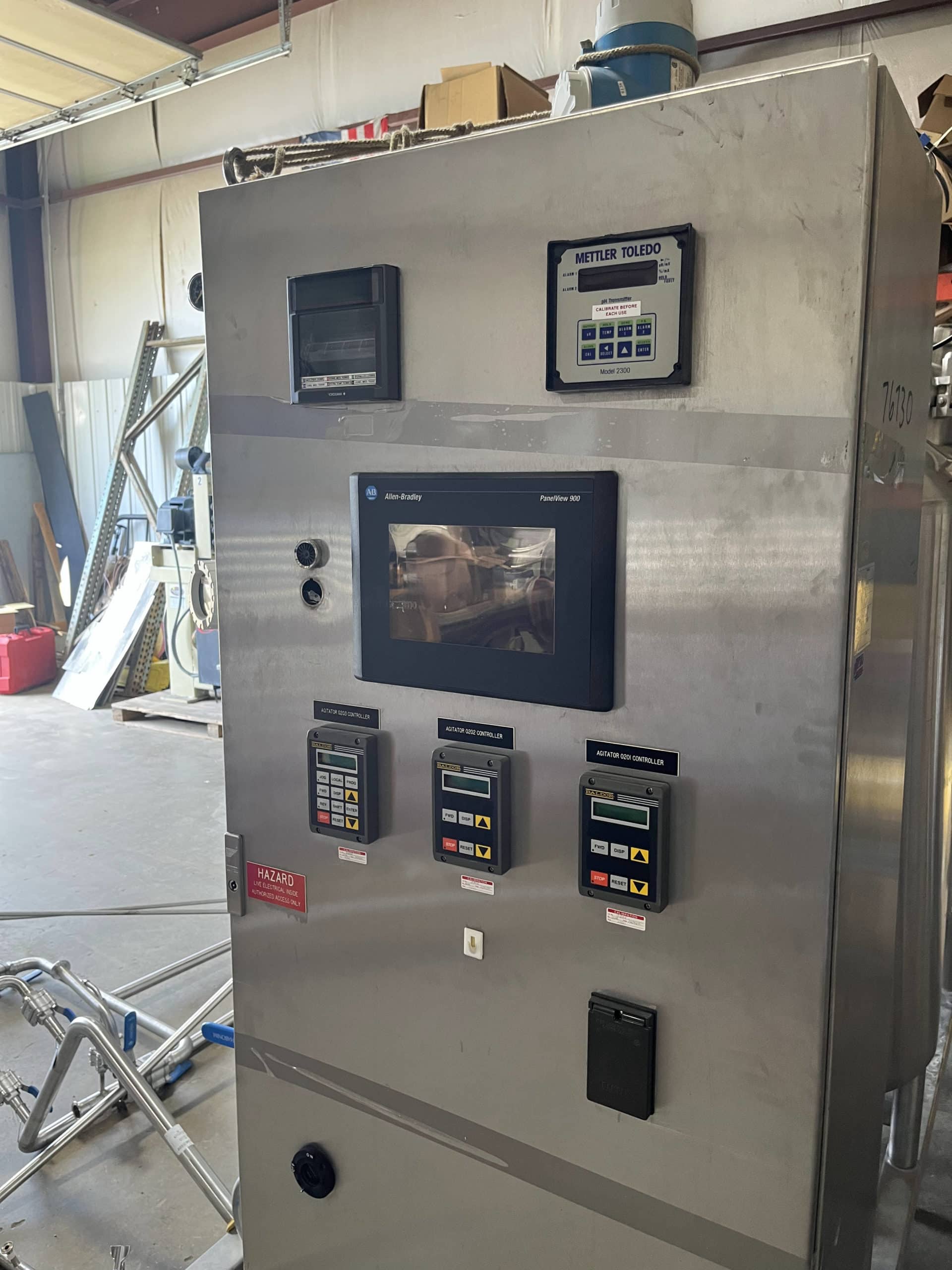 (x2) 100 Gallon Vertical Stainless Steel Tanks, Fermentation Skid, Jacketed, Agitated, 1997- Allen Bradley Control - Image 6