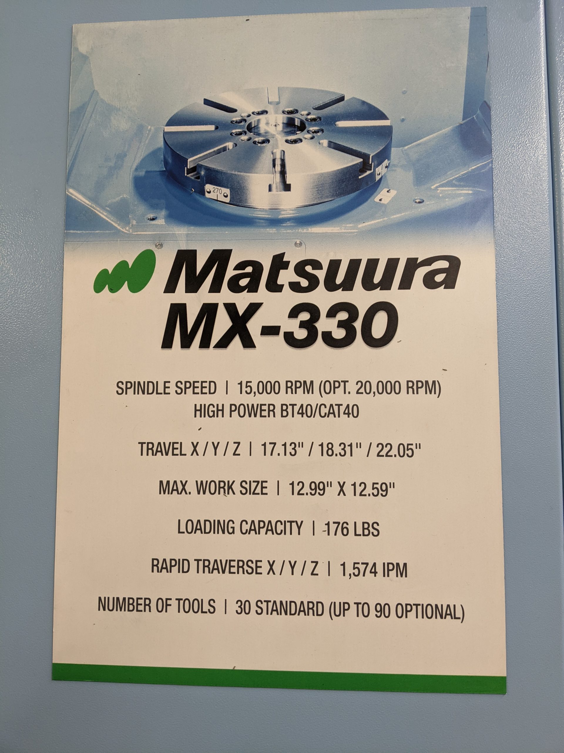 Matsuura MX-330 VMC, 2017- 5 Axis, High Pressure Coolant, Renishaw Probe - Image 7