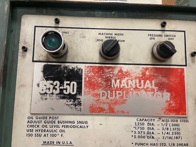 50 Ton W.A. Whitney 653-50 Single End Punch, Tooling Included - Image 2