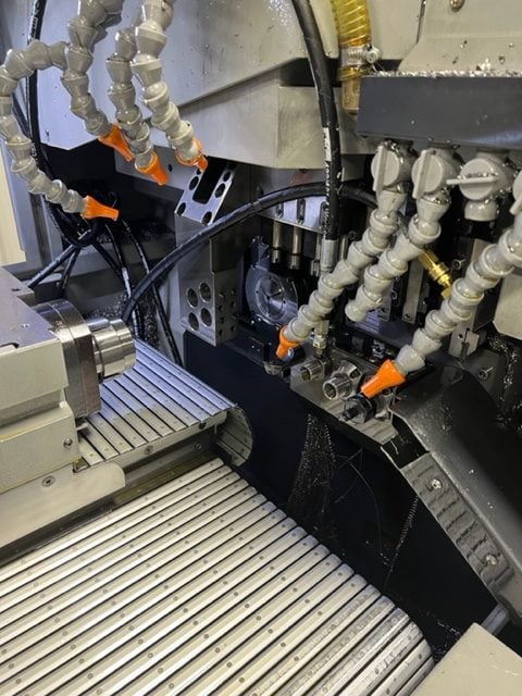 Hanwha XE35J 5 Axis CNC Swiss Lathe, 2019 - Fanuc Control, Bar Feeder, Tri Mist Collector - Image 9
