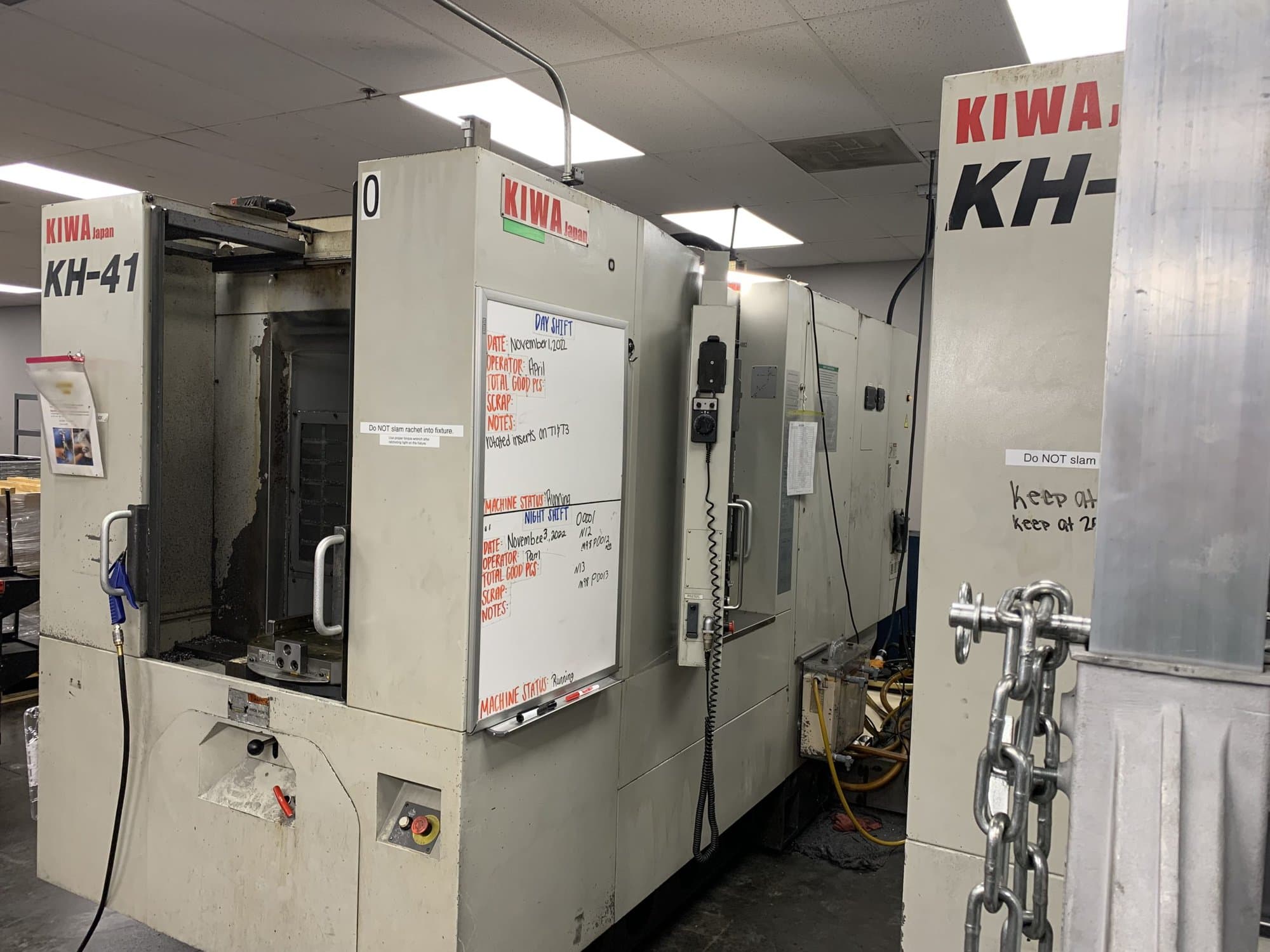Kiwa KH-41 HMC, 2009 - TSC, 4th Axis, Wireless Probe, Fanuc Control