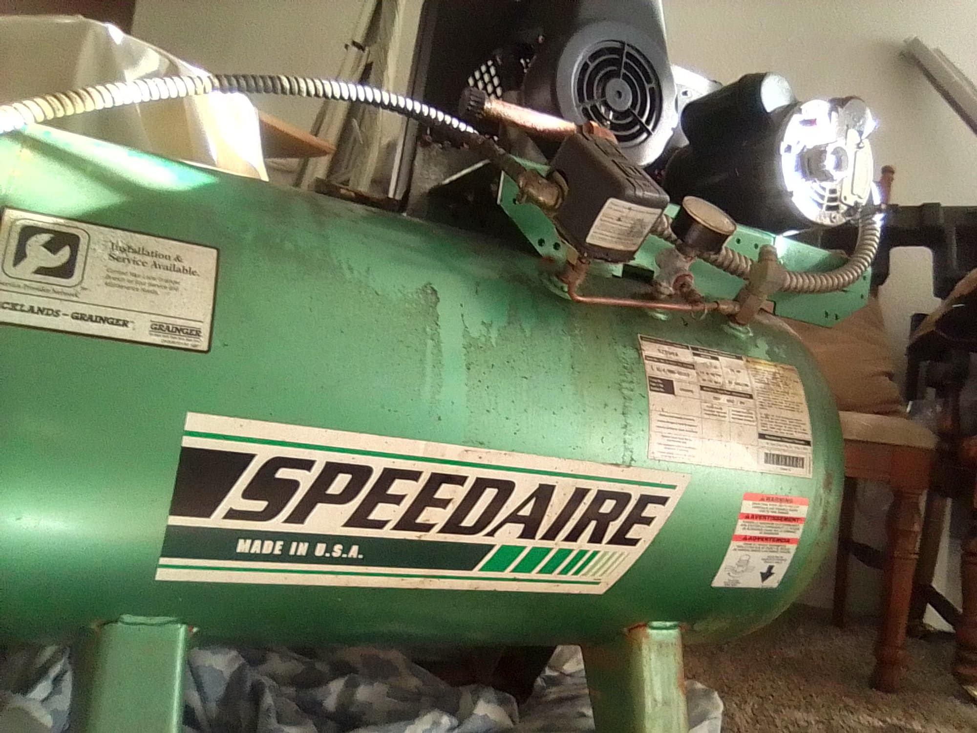 3/4 HP Speedaire 5Z696A Reciprocating Air Compressor, 1999