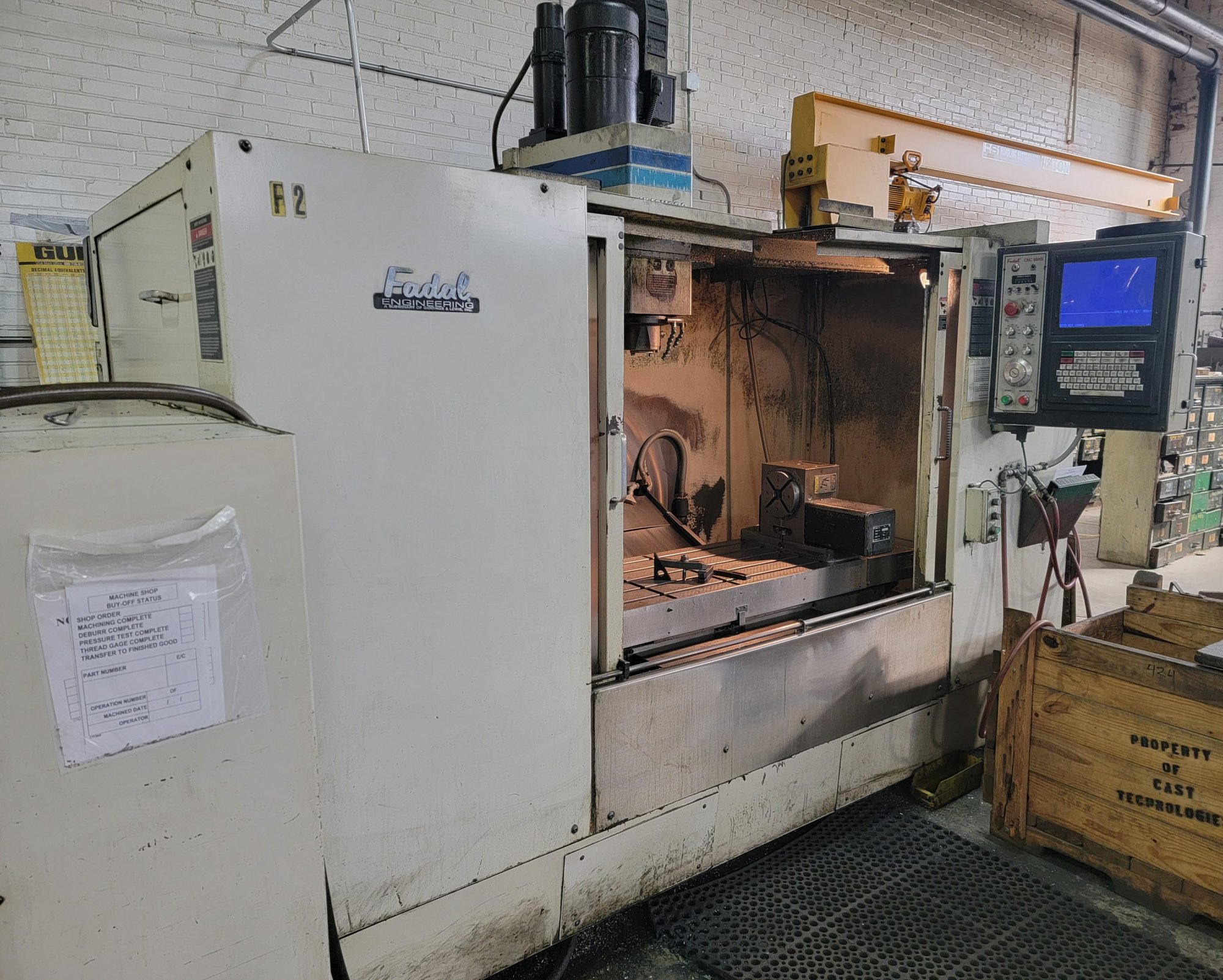 Fadal 4020 VMC, 2002 - Tailstock, Coolant Tank, Hydrosweep, A Axis Rotary Head - Image 2