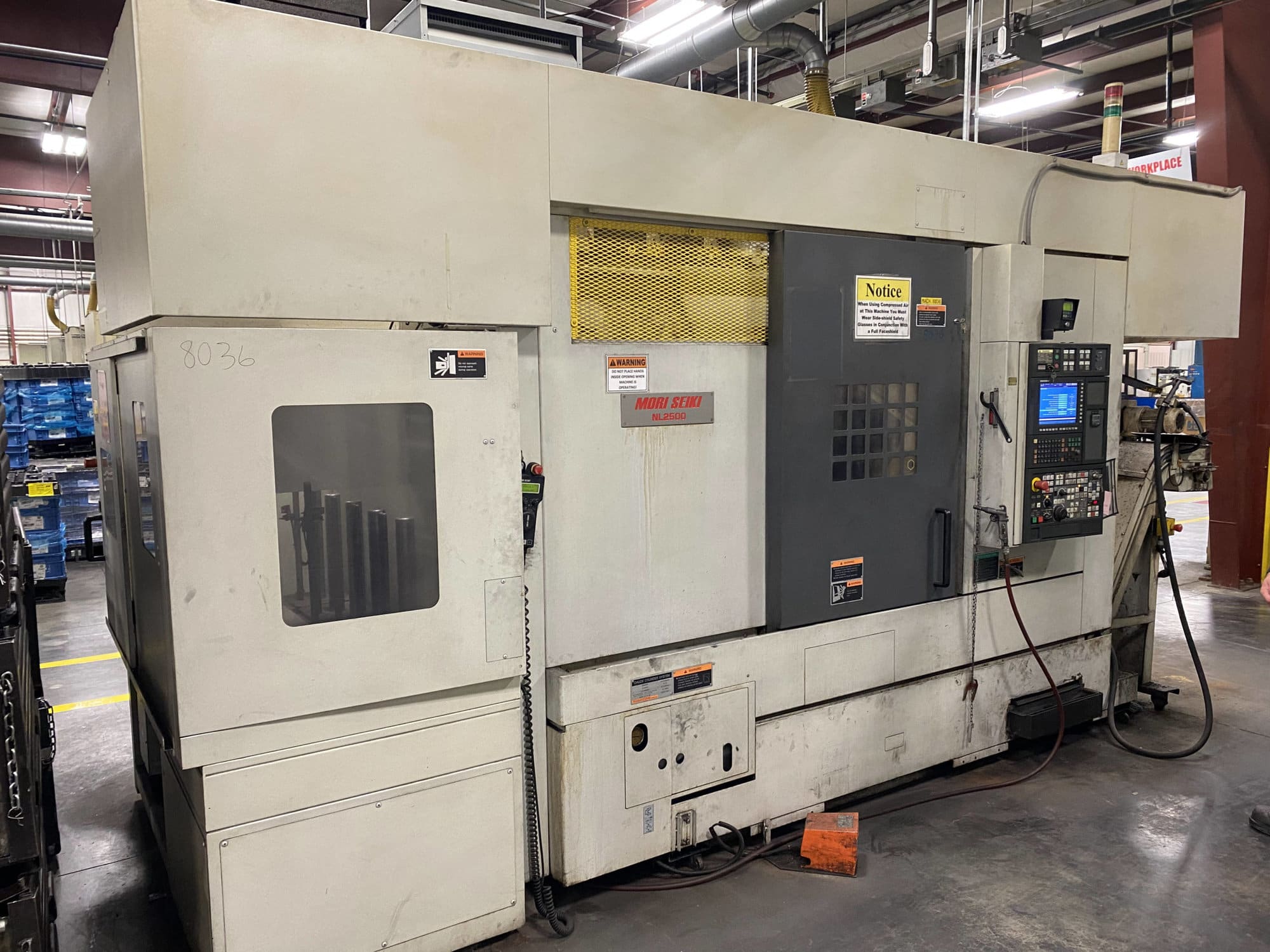 Mori Seiki NL2500MC/700 CNC Lathe, 2007/2- live tooling, mist blaster, chip blaster, work stocker, gantry loader, available immediately
