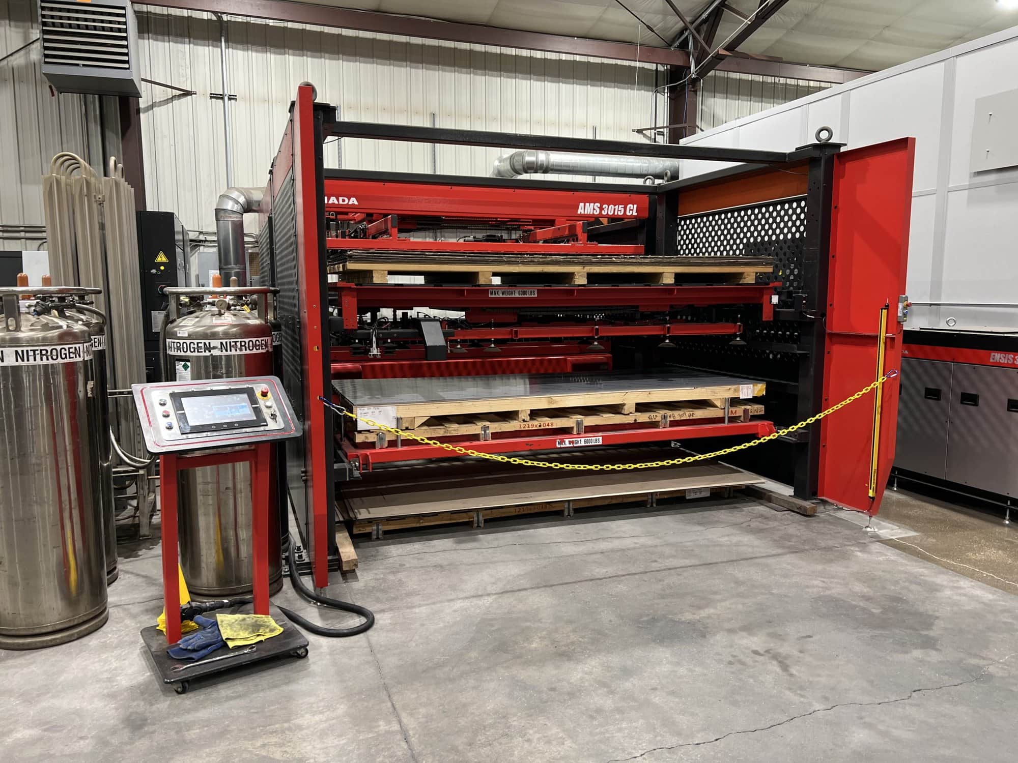 2000 Watt Amada Ensis 3015AJ Fiber Laser, 2017-5'x10' table w/AMS3015CL Automation - Image 3