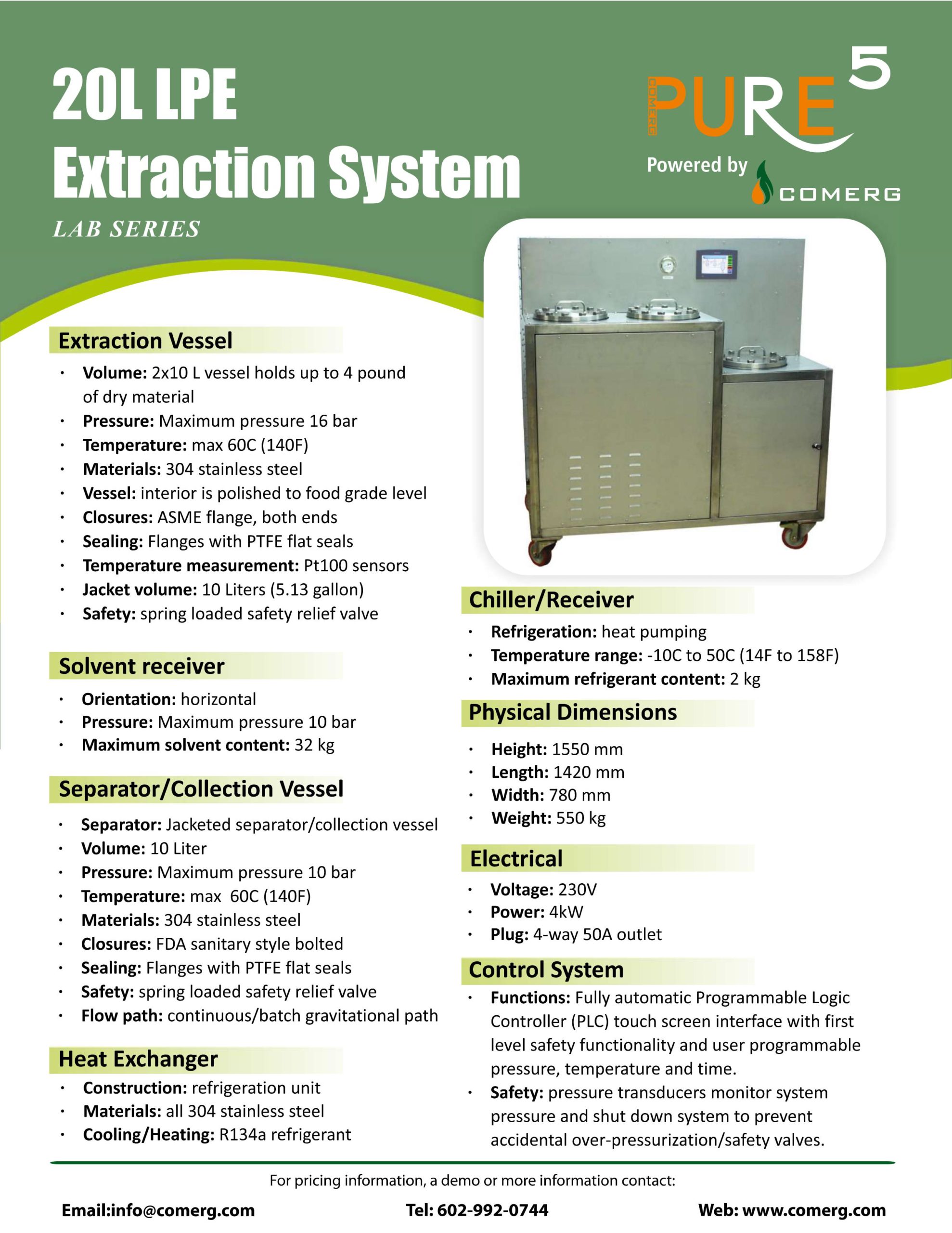 Pure5 by Comerg 20Liter LPE R134a Extraction Machine, 2018 - Oil Extractor - Image 2