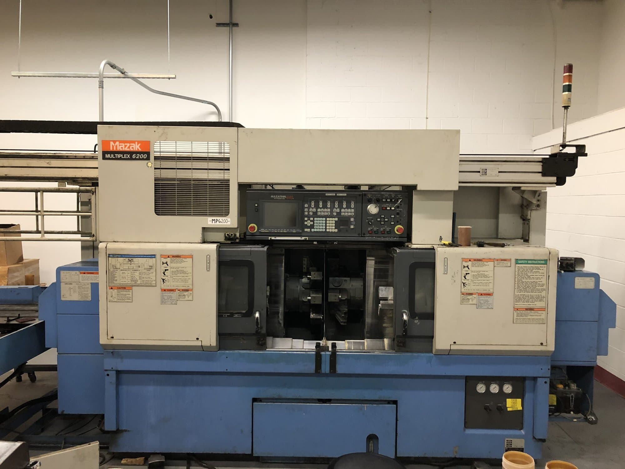 Mazak Multiplex 6200 CNC Lathe, 2000- Gantry, 8" chucks, C axis , live Tooling
