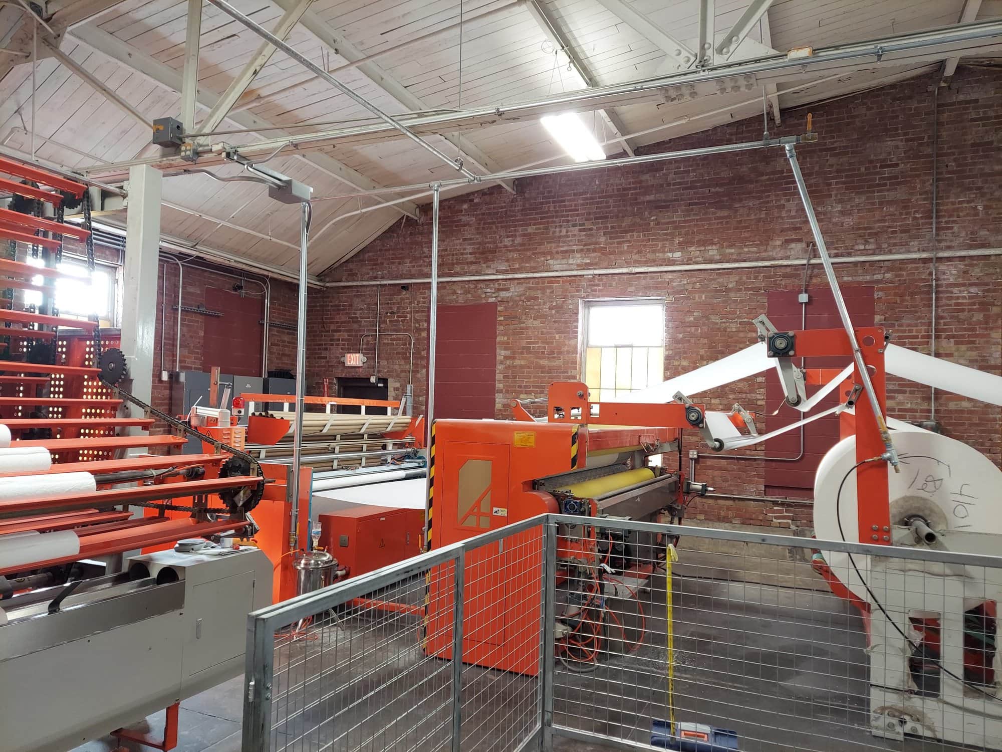 Wangda Group WD-TP-RPM 2800 IV Toilet Paper Rewinding and Perforating Machine, 2018- W/ 100 Log Accumulator, Log Saw Cutting Machine, Packing Machine for Single Roll, & Automatic Roll Core Machine