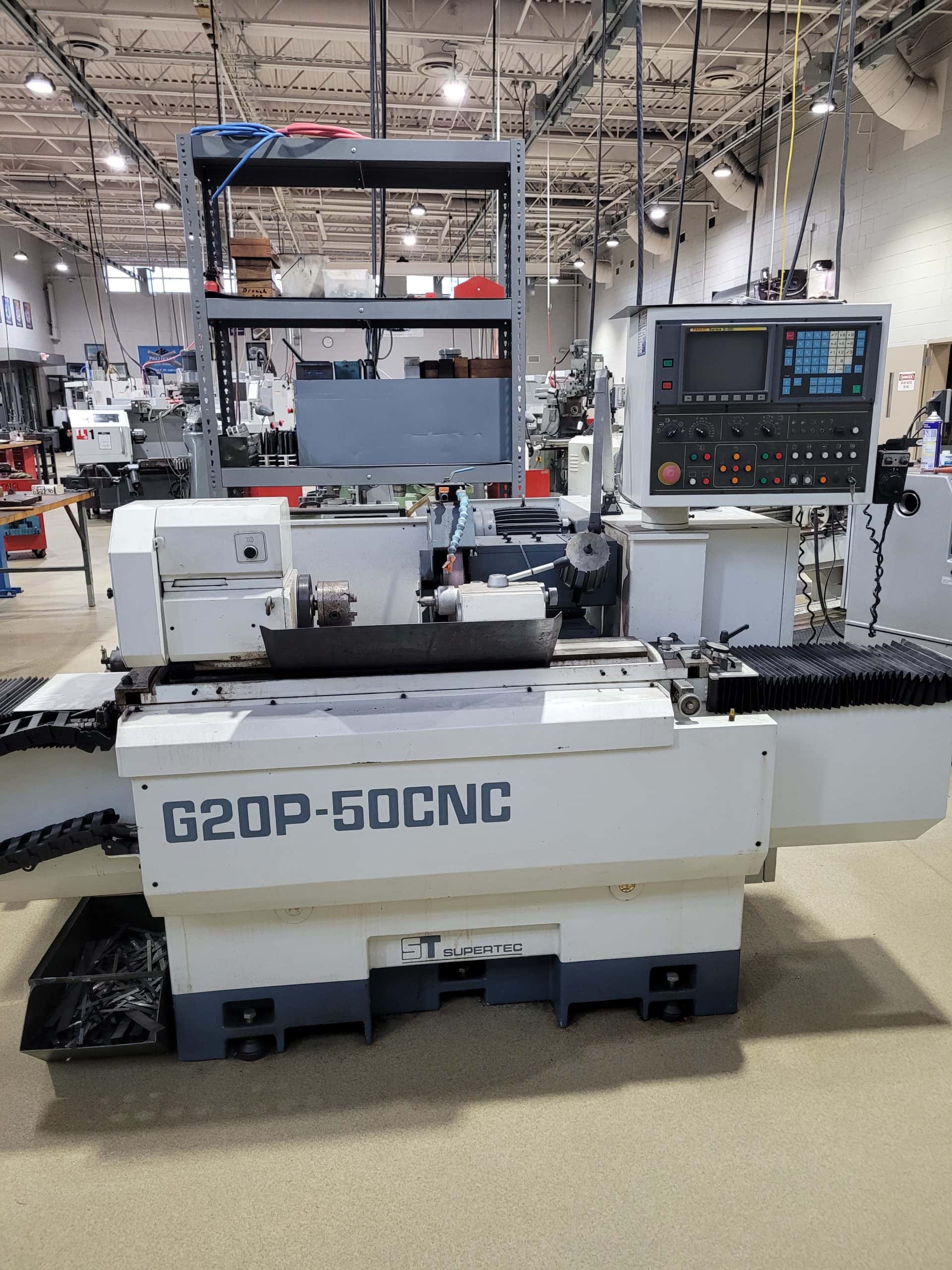 Supertec G20P-50CNC OD CNC Grinder, 2001- Fanuc Control, Coolant Tank