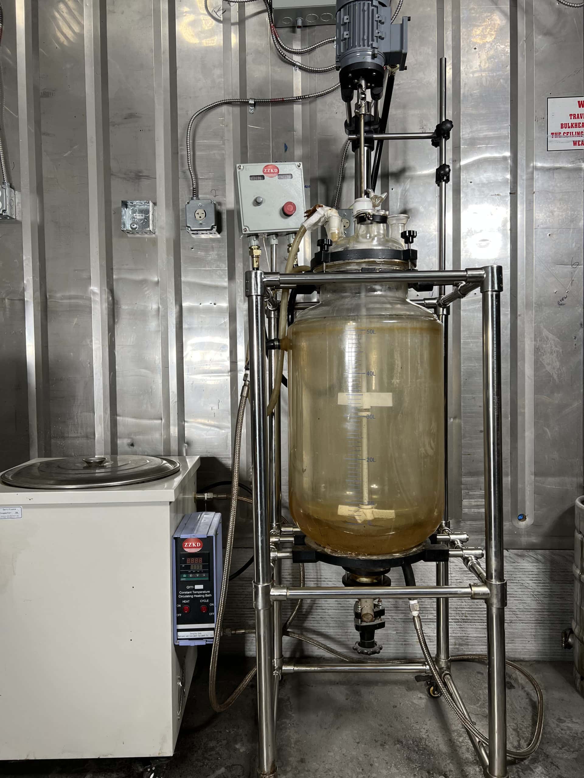 ZZKD EXS-50L Glass Reactor - 50L, Agitation, Micro Explosion Proof Motor, 2018