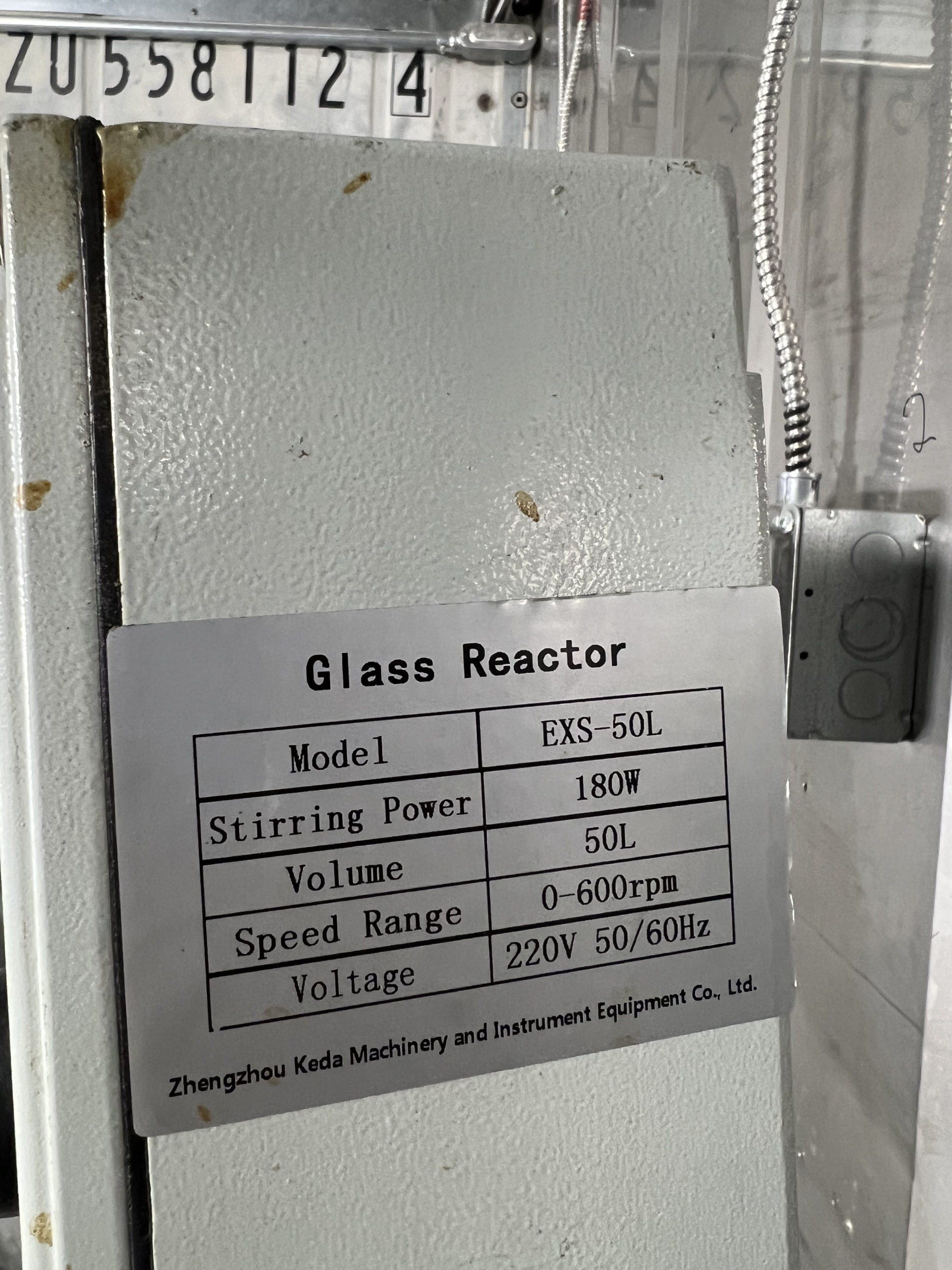 ZZKD EXS-50L Glass Reactor - 50L, Agitation, Micro Explosion Proof Motor, 2018 - Image 3