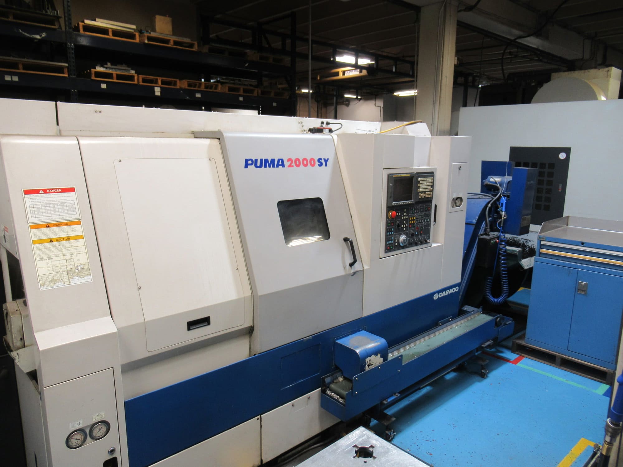 Daewoo Puma 2000SY CNC Lathe, 2002 - Sub Spindle, Live Tooling, Y Axis, Chip Conveyor
