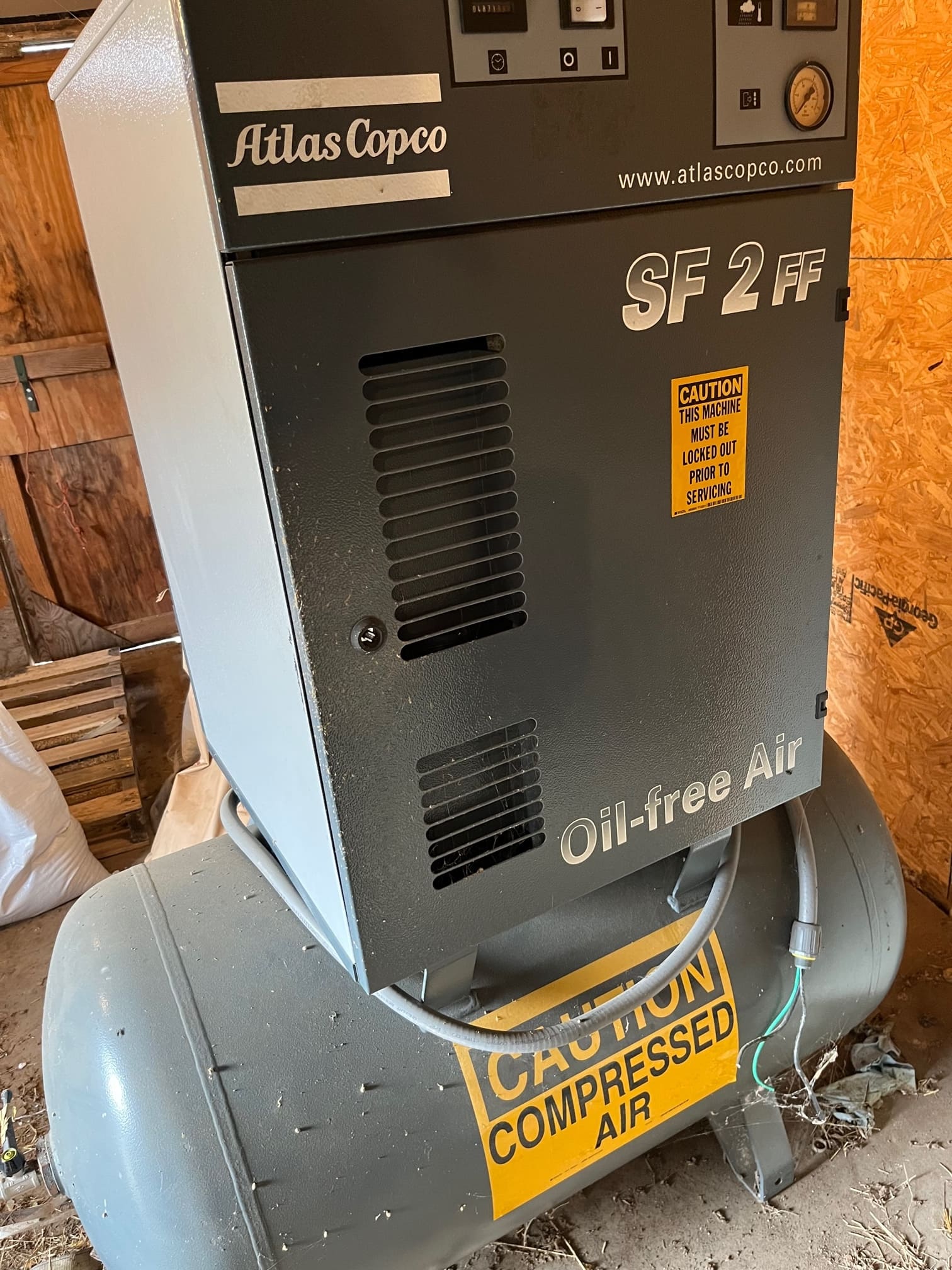 3HP Atlas Copco SF2FF Oil-Free Air Compressor, 2007