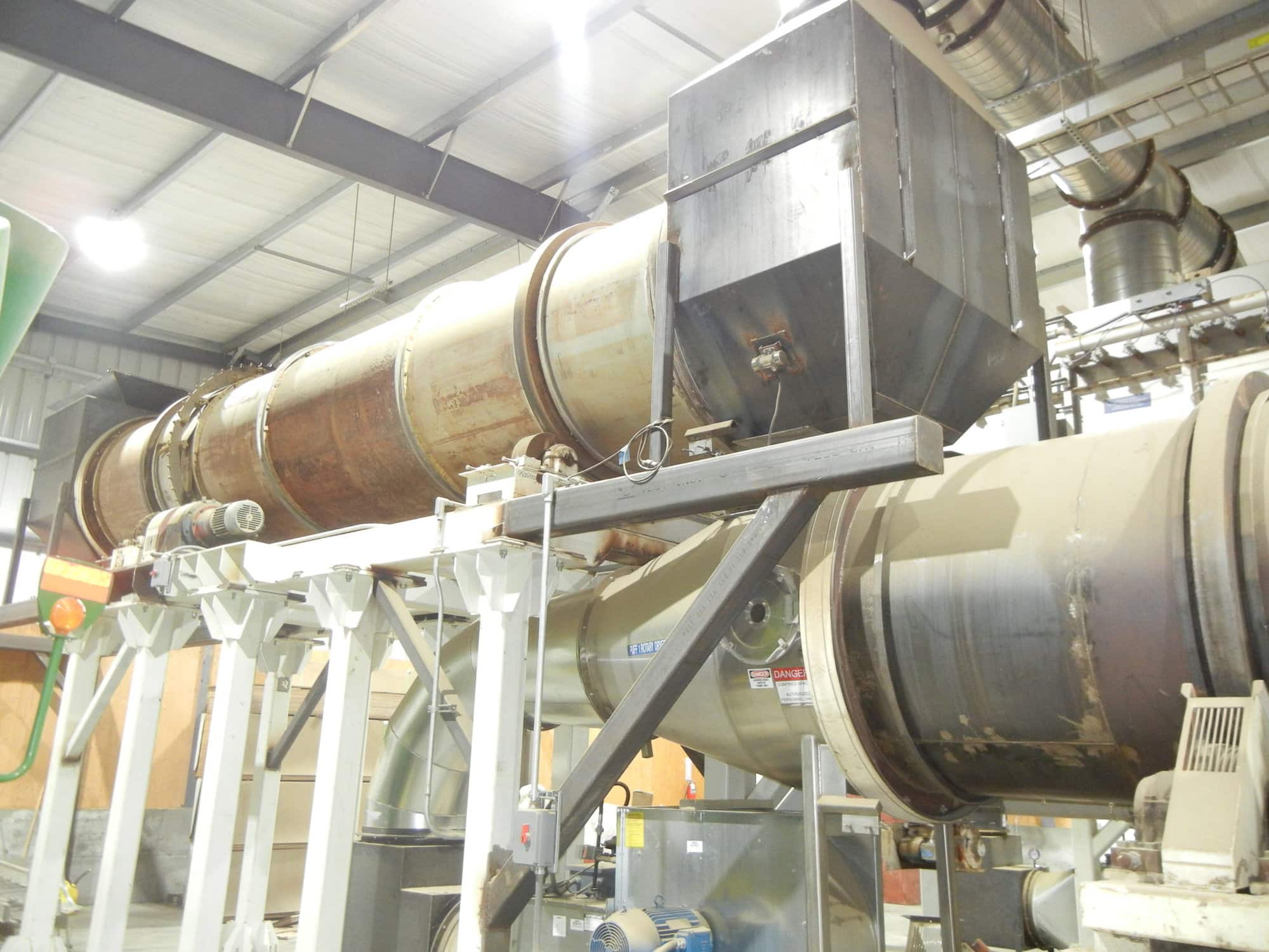 FMC Link-Belt Roto-Shell Carbon Steel Drum Dryer- W/Steam Coil Chest, NECO Air Heating System, FlexKleen Stainless Baghouse Style Dust Collector