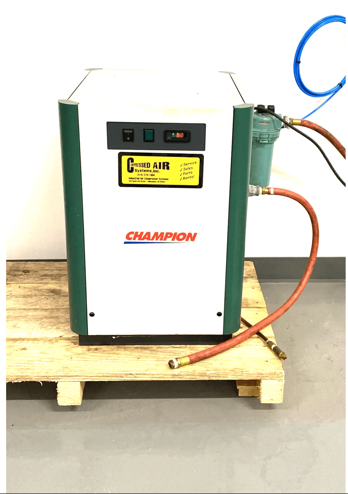 15 HP Gardner Denver EBA99A Compressor, 1998 - 120 Gal Auxiliary Tank & Champion CRN75A1 Dryer - Image 4