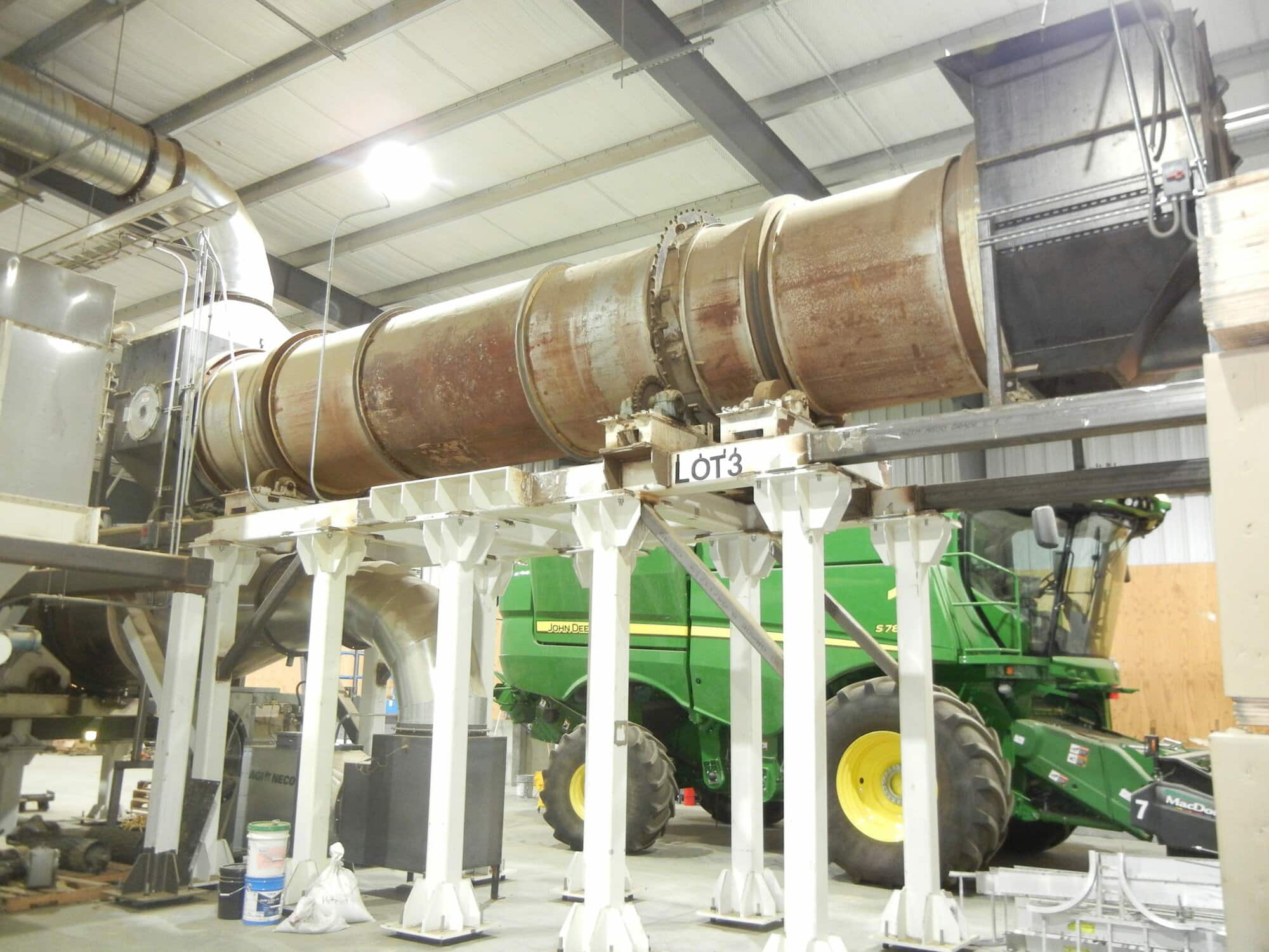 FMC Link-Belt Roto-Shell Carbon Steel Drum Dryer- W/Steam Coil Chest, NECO Air Heating System, FlexKleen Stainless Baghouse Style Dust Collector - Image 3