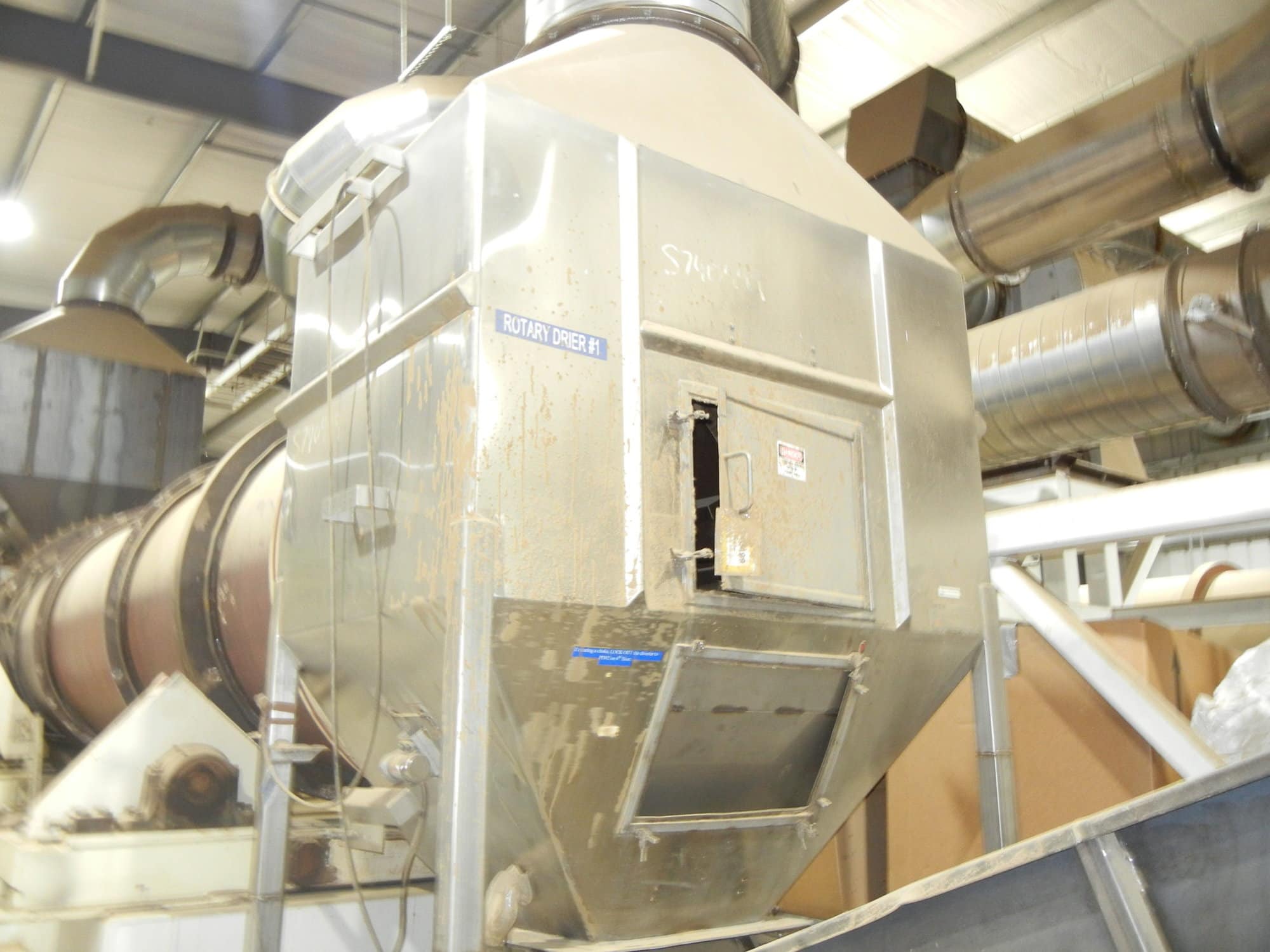 FMC Link-Belt Roto-Shell Carbon Steel Drum Dryer- W/Steam Coil Chest, NECO Air Heating System, FlexKleen Stainless Baghouse Style Dust Collector - Image 5
