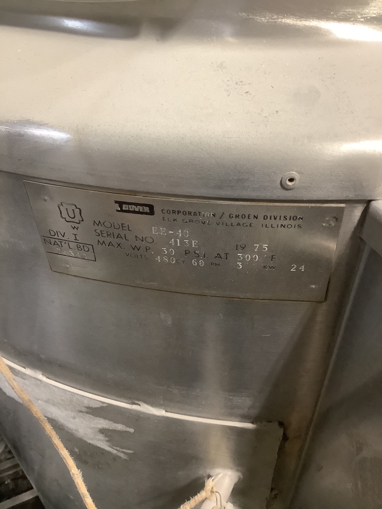 40 Gallon Groen EE-40 Jacketed Steam Kettle with Agitation, 1975 - Image 5