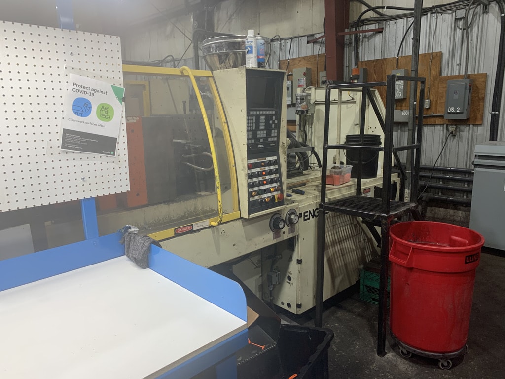 100 Ton 2 Oz Engel ES 80/80/100 Hydraulic Injection Molding Machine, 1994 - Dual Core Pull and Ejector, Spare Screws & Barrels, Second Injection Unit Removed