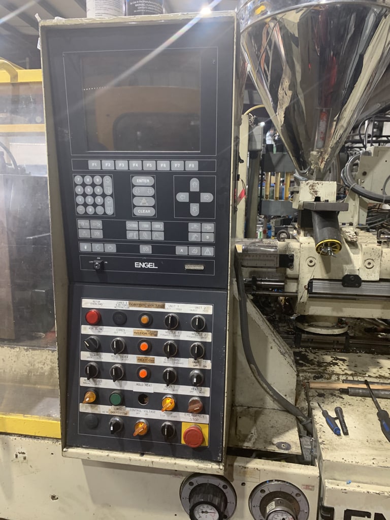 100 Ton 2 Oz Engel ES 80/80/100 Hydraulic Injection Molding Machine, 1994 - Dual Core Pull and Ejector, Spare Screws & Barrels, Second Injection Unit Removed - Image 2