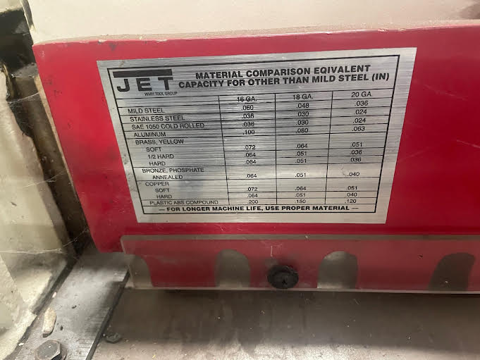 16 Gauge x 52" Jet PS-1652T Shear, 2015 - Backgauge - Image 2