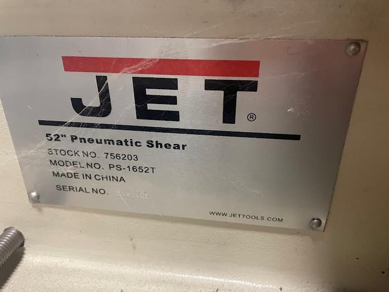 16 Gauge x 52" Jet PS-1652T Shear, 2015 - Backgauge - Image 3