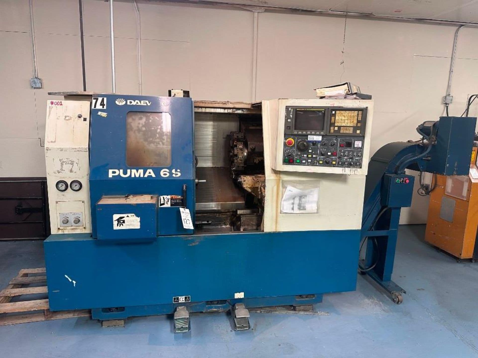 1996-daewoo-puma-6s-cnc-fanuc-lathe-lot127 1996 daewoo puma-6s cnc fanuc lathe