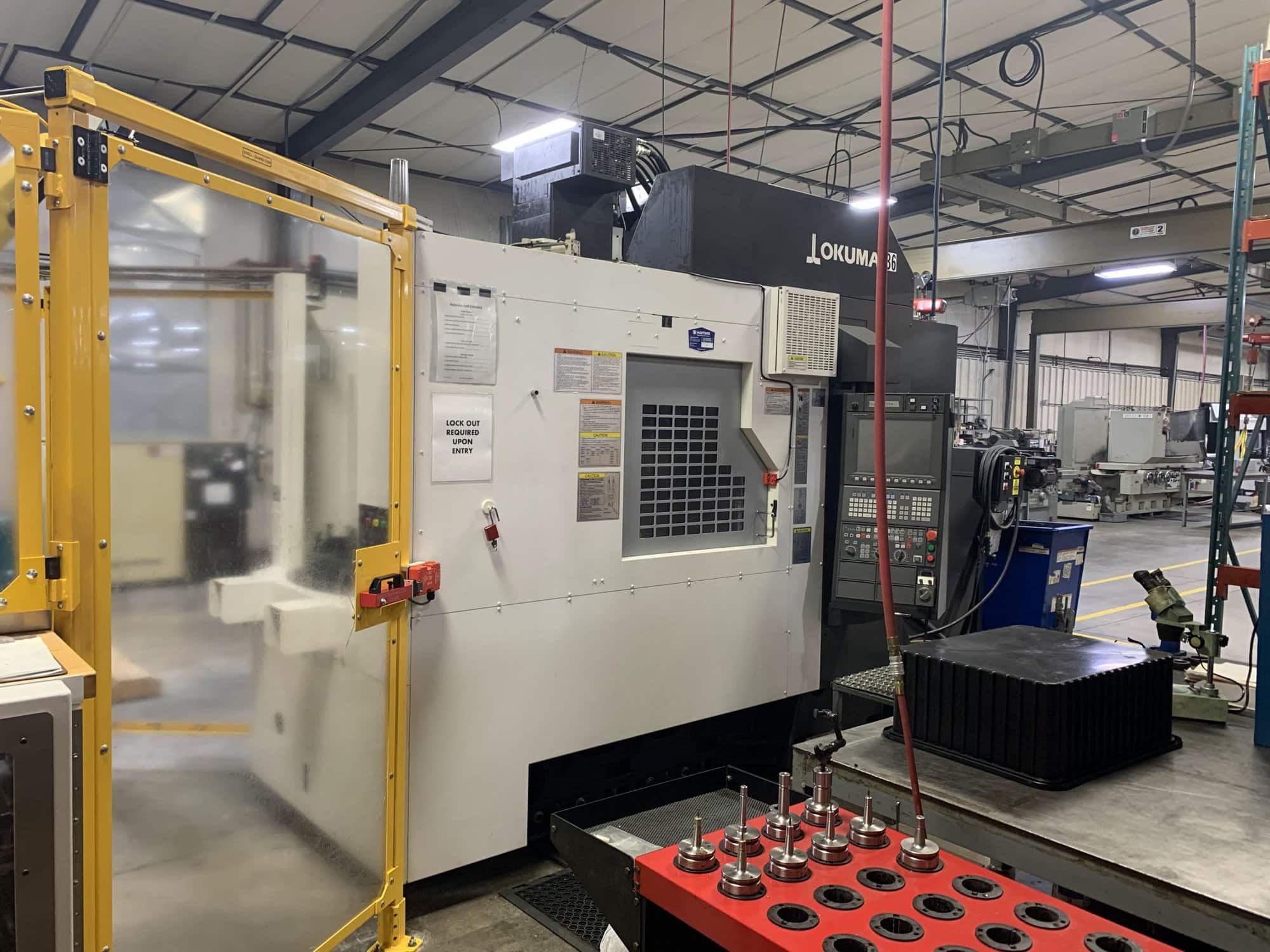 Okuma MF-46VA VMC CNC, 2019 - Pallet Changing, 35k Spindle, Hydraulic Fixture, Robotic Interface, Laser Touchsetter, Probe