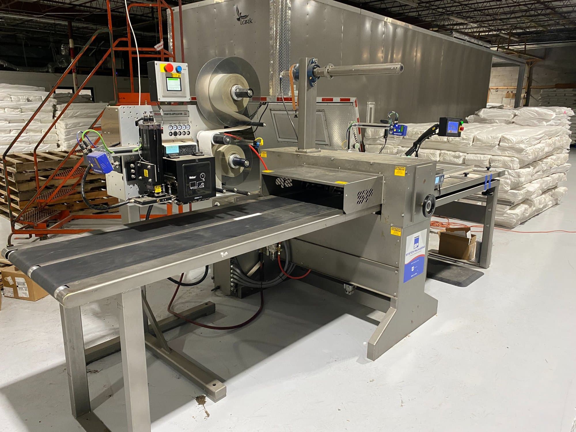 System Packaging 900-24 3B Labeler, 2020 - Weber Box Label Printer/Applicator Model: 5300 L.H. DOM, 1 Pallet of Cold Seal Material Included **Pre-Removal Pricing** - Image 5