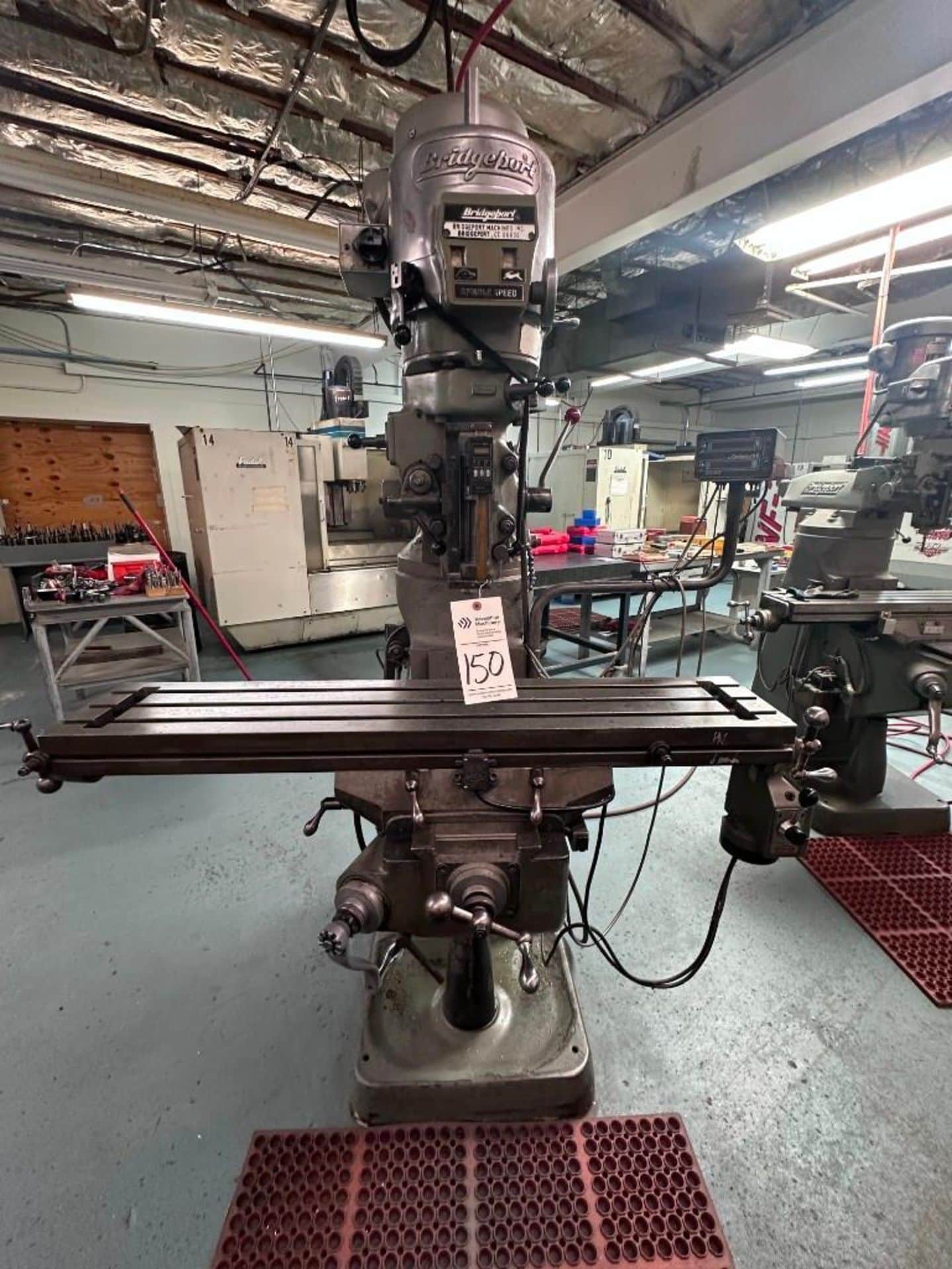 bridgeport-vertical-knee-mill-with-acu-rite-dro-power-feed-lot150 bridgeport vertical kniee mill with acu-rite dro power feed