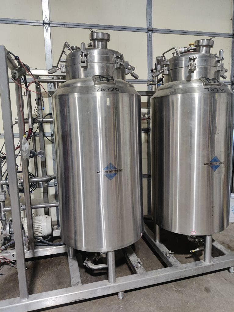 (x2) 100 Gallon Vertical Stainless Steel Tanks, Fermentation Skid, Jacketed, Agitated, 1997 - Image 2