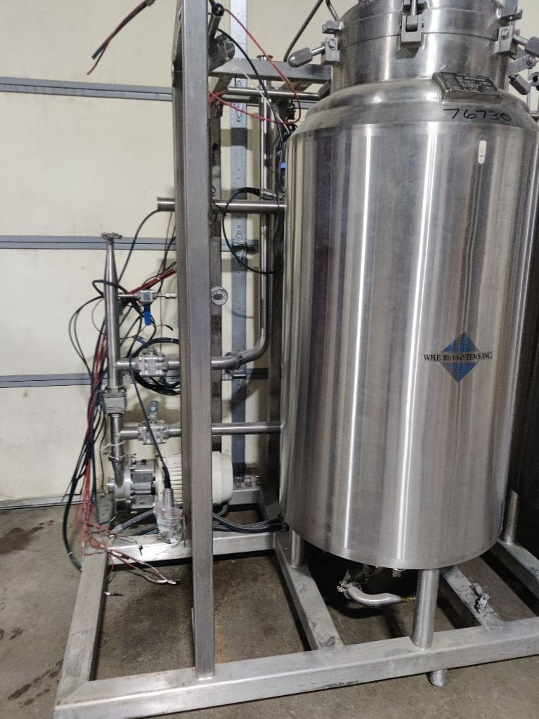 (x2) 100 Gallon Vertical Stainless Steel Tanks, Fermentation Skid, Jacketed, Agitated, 1997 - Image 9