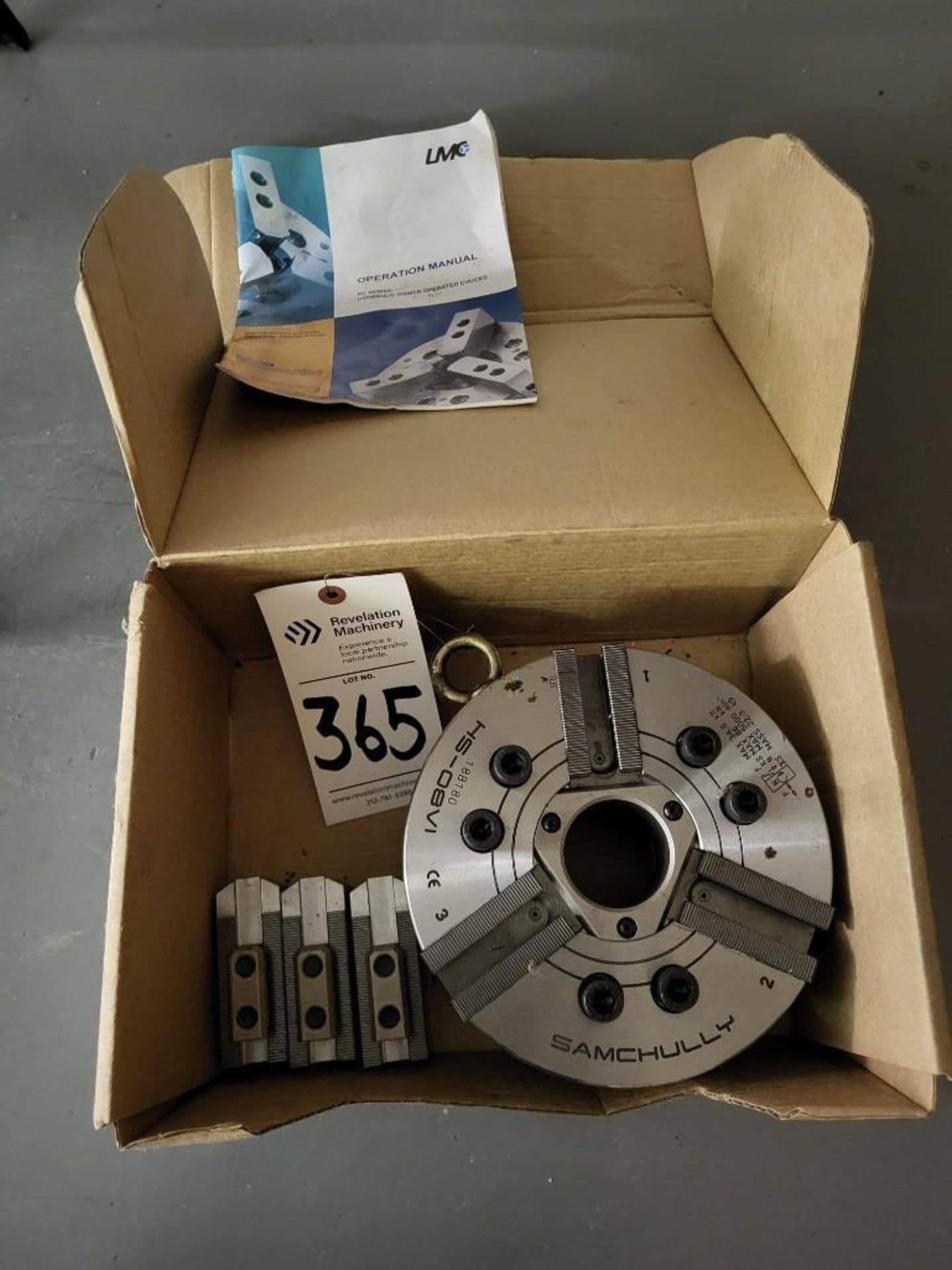 samchully hydraulic power operated chuck model 18b180 new haas st20