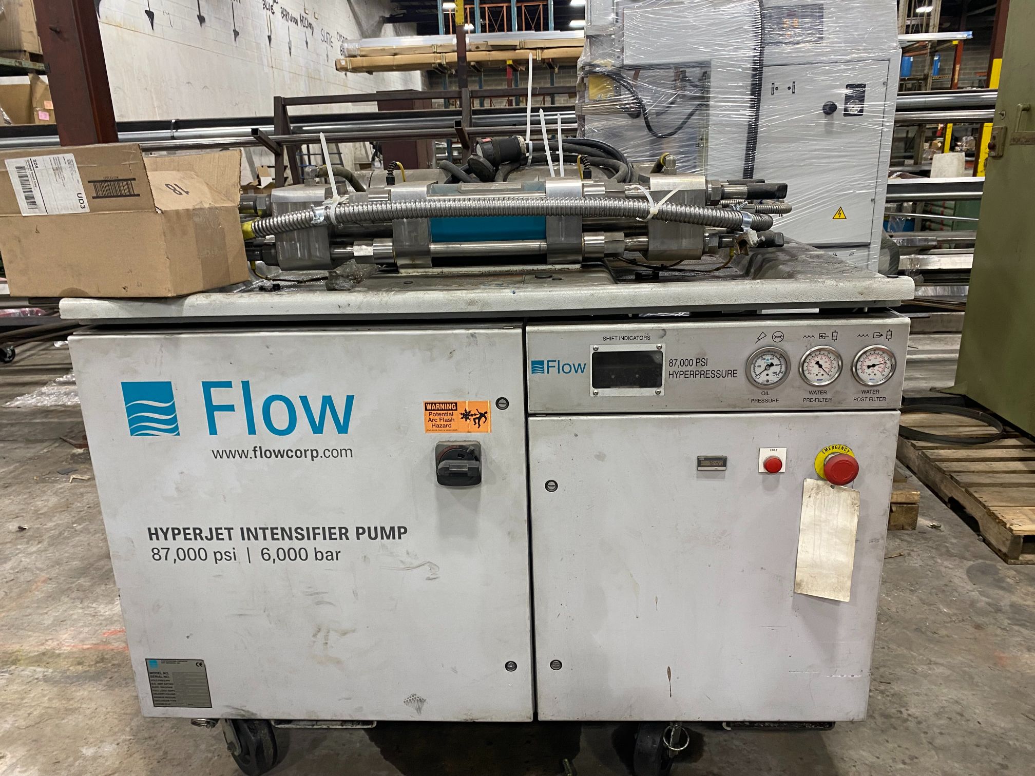 6' x 12' FLOW Mach3 Waterjet, 2014 - 92,000PSI, Hyperjet50 Intensifier Pump Included